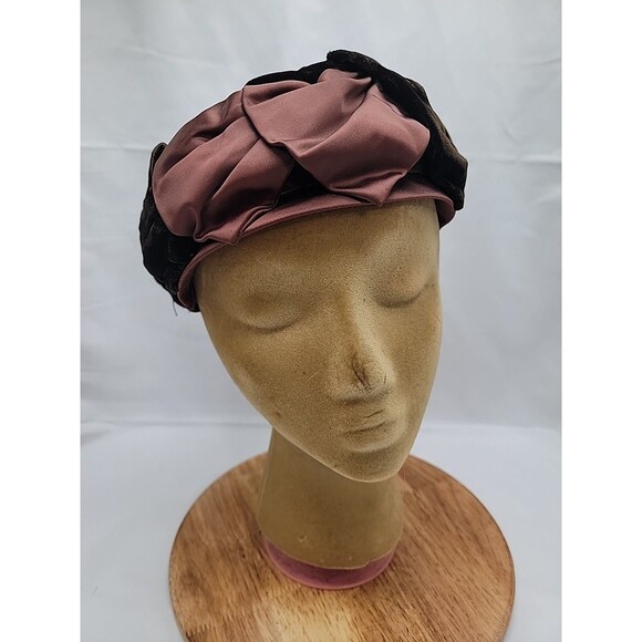 Vintage 1950\'s Brown Velvet/Satin Womens Hat Facinator Unionmade main image 6